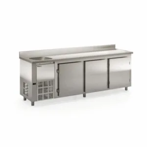 BALCÃO REFRIGERADO DE ENCOSTO COM CUBA LADO ESQUERDO GELOPAR GBFE-250CE/AI