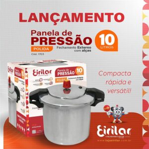 Panela de Pressão Alumínio Polido Fechamento Externo 10 Litros c/ Alça - Eirilar Eirilar