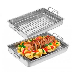 Assadeira Retangular Hotel Estampada com Grelha Alumínio ABC