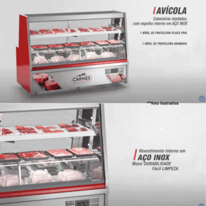 BALCÃO DE AÇOUGUE PARA BANDEJAS TURINO AVÍCOLA GELOPAR GRTA-150PR