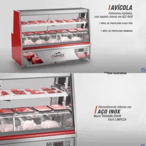 BALCÃO DE AÇOUGUE PARA BANDEJAS TURINO AVÍCOLA GELOPAR GRTA-150PR