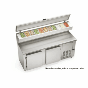 BALCÃO REFRIGERADO CONDIMENTADOR PARA 11 CUBAS GELOPAR GBPZ-190T COM TAMPO