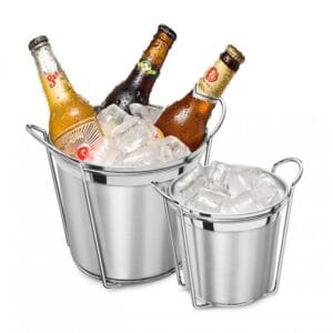 Balde de Gelo com Suporte de Arame Cromado Hotel Alumínio ABC