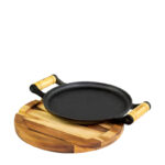 Bifeteira redonda com suporte de madeira Santana