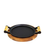 Bifeteira redonda com suporte de madeira Santana