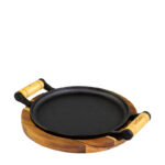 Bifeteira redonda com suporte de madeira Santana