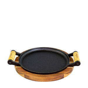 Bifeteira redonda com suporte de madeira Santana