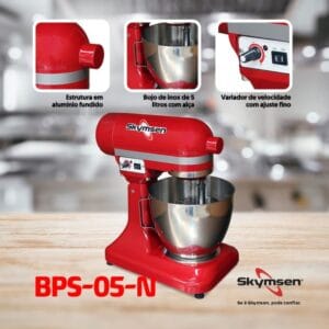 BPS-05-N - BATEDEIRA PLANETÁRIA VERMELHA, 5 LITROS - 500 W 127-220 V SKYMSEN