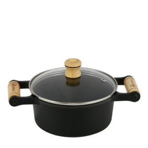 Caçarola Alça de Madeira com Tampa de Vidro Santana