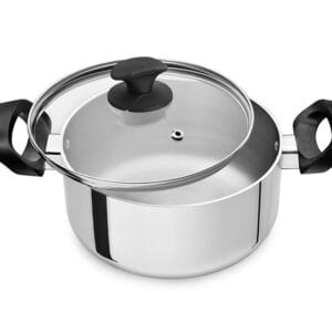 Caçarola Artesanal com Asas Baquelite Tampa Vidro Alumínio ABC