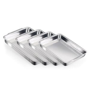 Conjunto de Assadeiras Retangular Alta com Aba 1 a 4 Alumínio Nacional