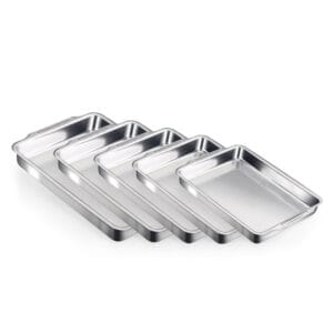 Conjunto de Assadeiras Retangular Alta com Aba 1 a 5 Alumínio Nacional
