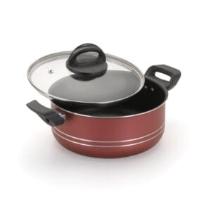 Conjunto de Caçarola 18 a 24 com Tampa de Vidro Cereja Alumínio Nacional