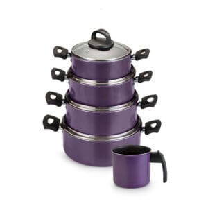 Conjunto Caçarolas Color 18 a 24 com tampa de Vidro/ Fervedor 14 Alumínio Nacional