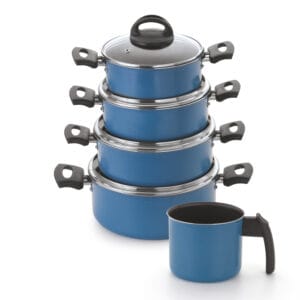 Conjunto Caçarolas Color 16 a 22 com tampa de vidro / Fervedor 14 Alumínio Nacional