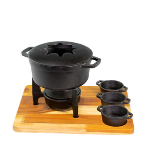 Fondue com Molheiras e Suporte de Madeira Santana