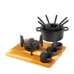 Fondue com Molheiras e Suporte de Madeira Santana