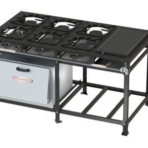 Fogão 6 Bocas Chapa Alta Pressão Estampado 6QSM C/ Forno Itajobi Fogões