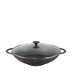 Frigideira Ø36 Wok Duas Alças Com Tampa De Vidro Santana