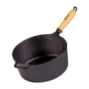 Panela de ferro com Cabo de Madeira e Tampa de Ferro Santana