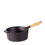 Panela de ferro com Cabo de Madeira e Tampa de Ferro Santana