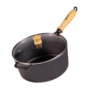 Panela de Ferro com Cabo de Madeira e Tampa de Vidro Santana