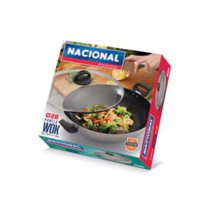 Panela Wok com AA Interno e Tampa de Vidro Alumínio Nacional