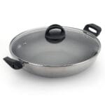 Panela Wok com AA Interno e Tampa de Vidro Alumínio Nacional