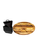 Petisqueira conjunto com suporte de madeira Santana