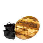 Petisqueira conjunto com suporte de madeira Santana