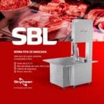 SBL - SERRA FITA DE BANCADA PARA CARNE INOX, COM REGULADOR DE CORTE, LÂMINA 1.740 mm - 0,75 HP-CV 127 V SKYMSEN