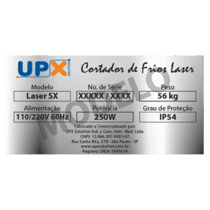 Chapa de Série Cortador Laser SX UPX Solution