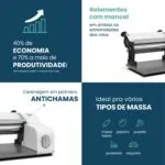 Laminador Elétrico Industrial de Massa 28 cm Branco 220V Anodilar